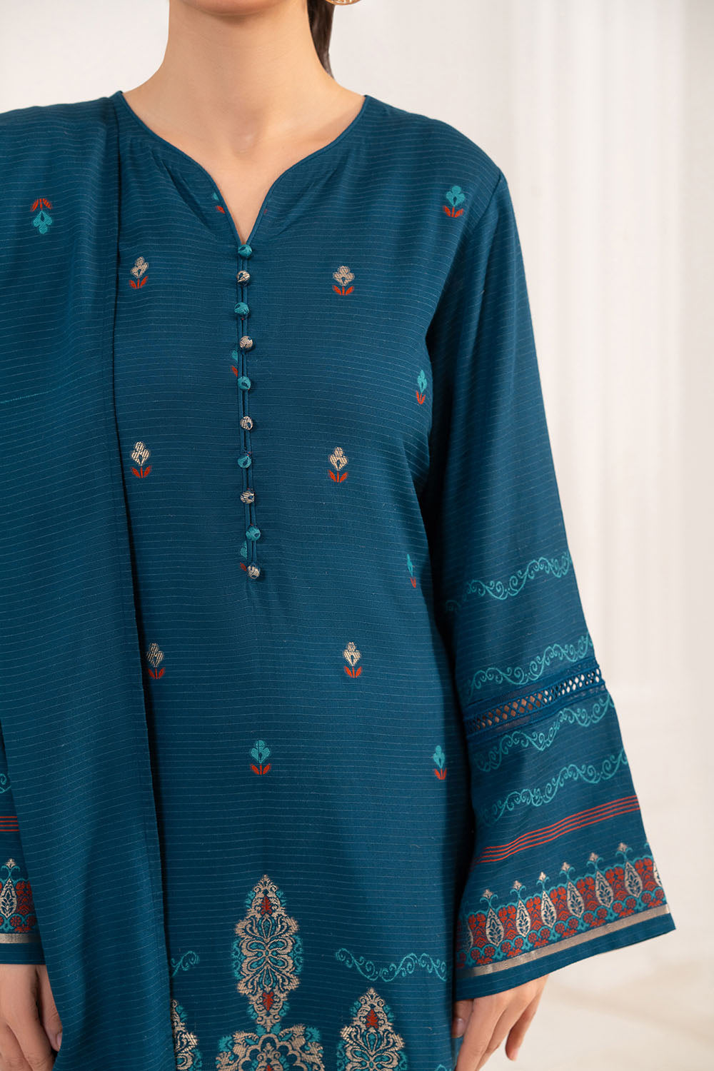 3 Piece Jacquard Suit With Dupatta