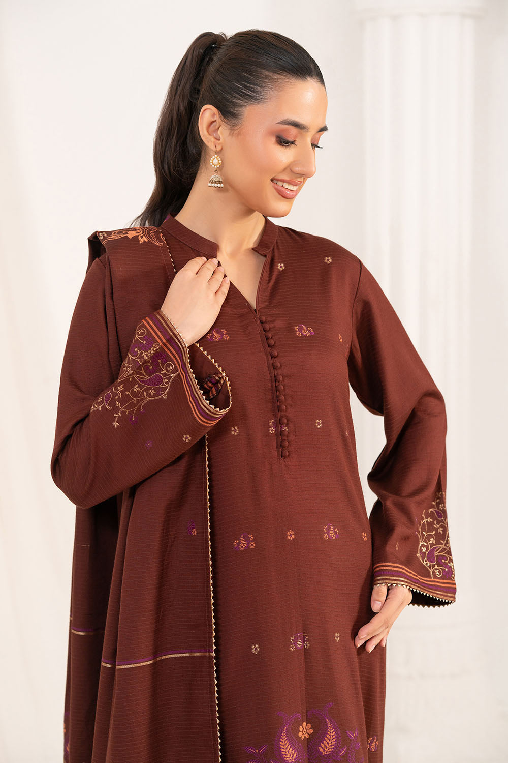3 Piece Jacquard Suit With Dupatta