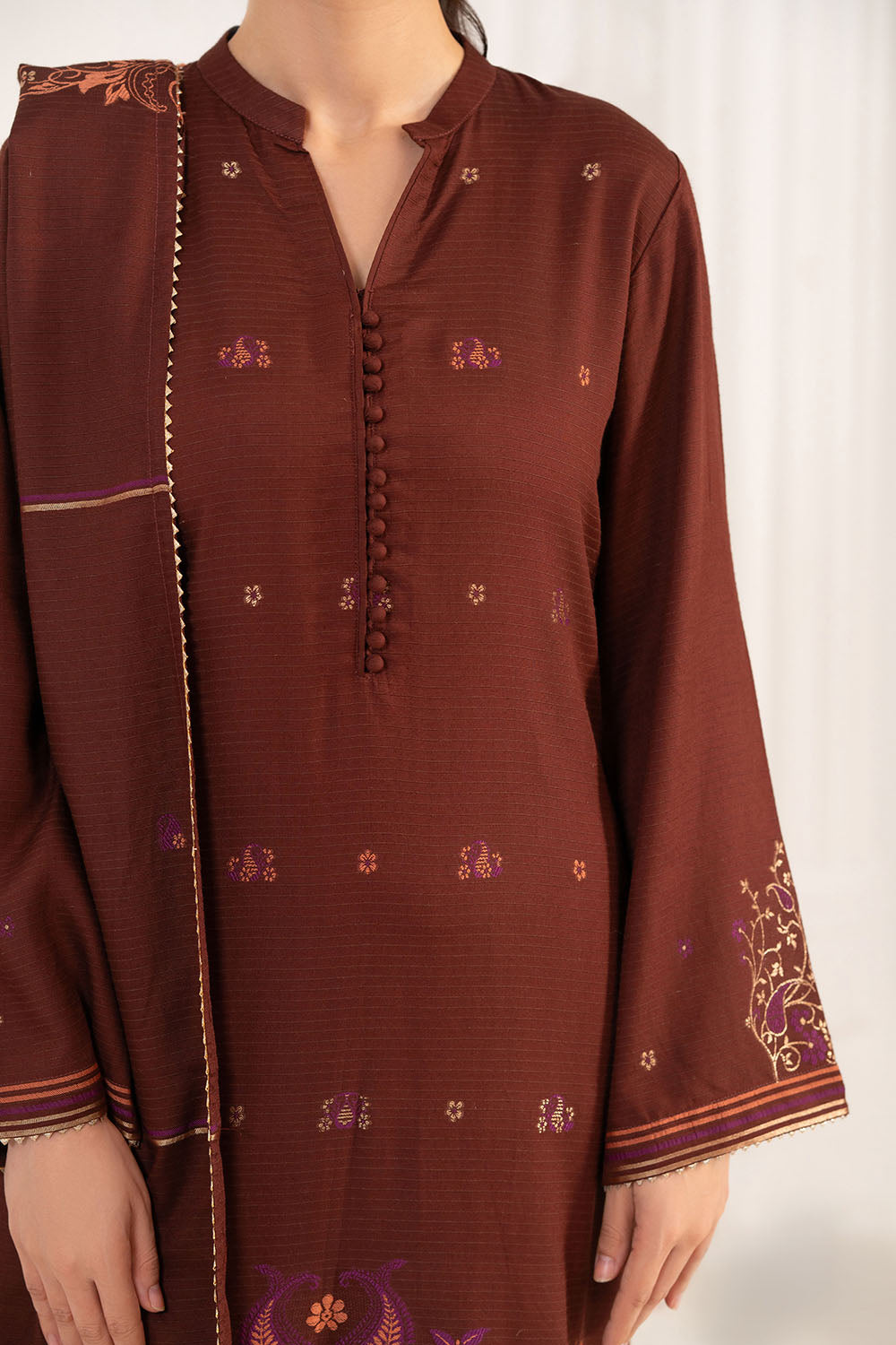 3 Piece Jacquard Suit With Dupatta