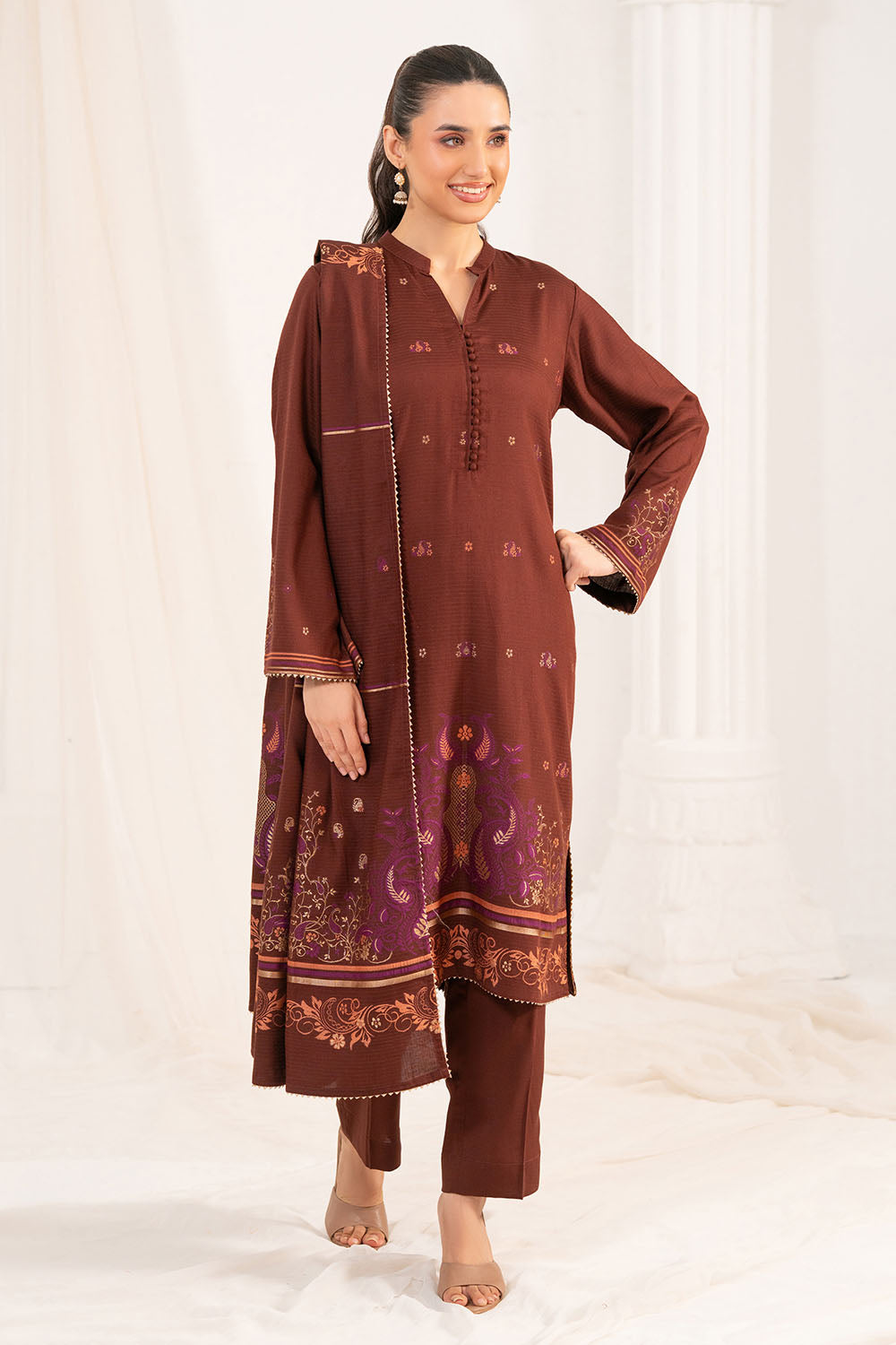 3 Piece Jacquard Suit with Dupatta