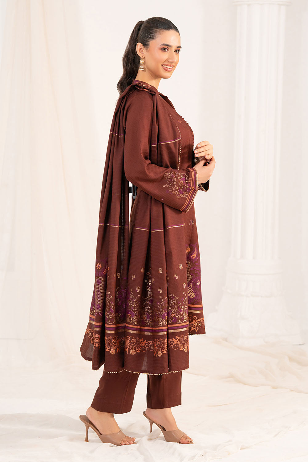 3 Piece Jacquard Suit With Dupatta