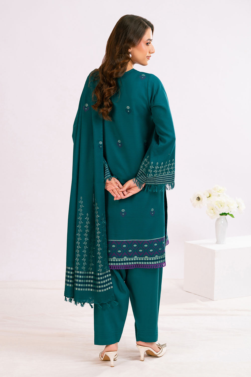 3 Piece Jacquard Suit With Dupatta