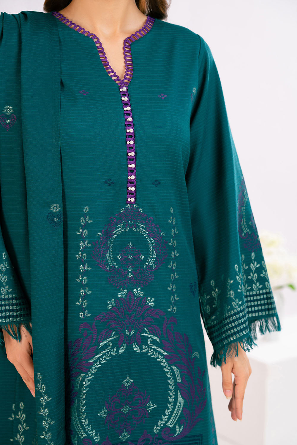 3 Piece Jacquard Suit With Dupatta