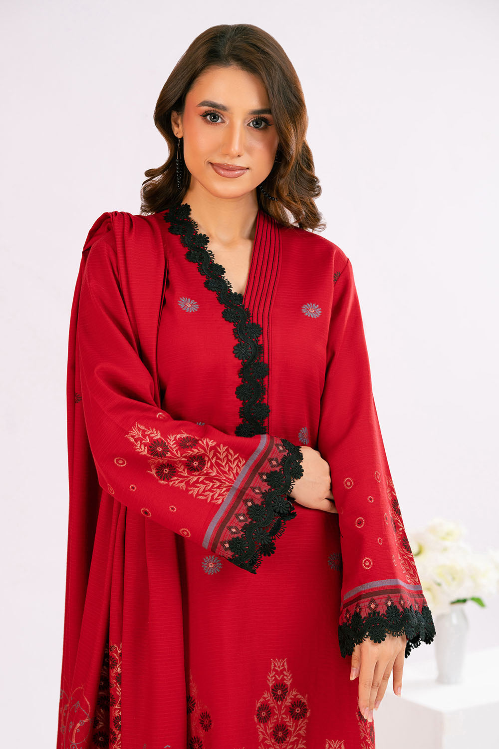 3 Piece Jacquard Suit with Dupatta