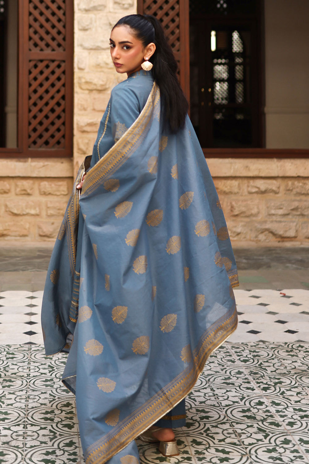 3 Piece Jacquard Suit With Jacquard Dupatta