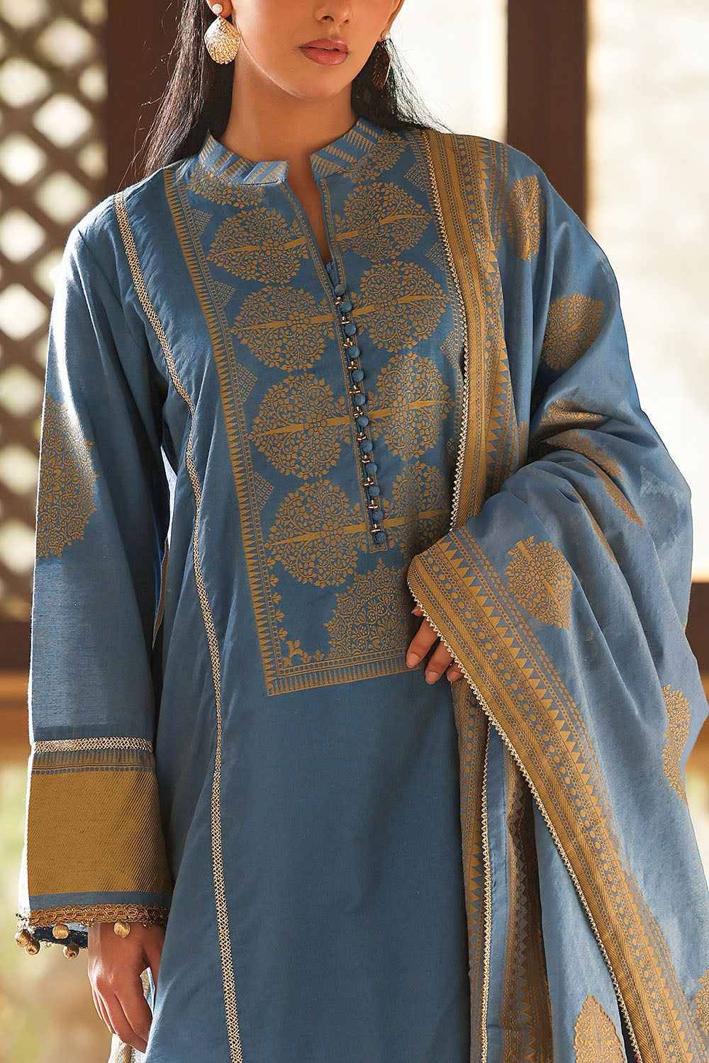 3 Piece Jacquard Suit With Jacquard Dupatta