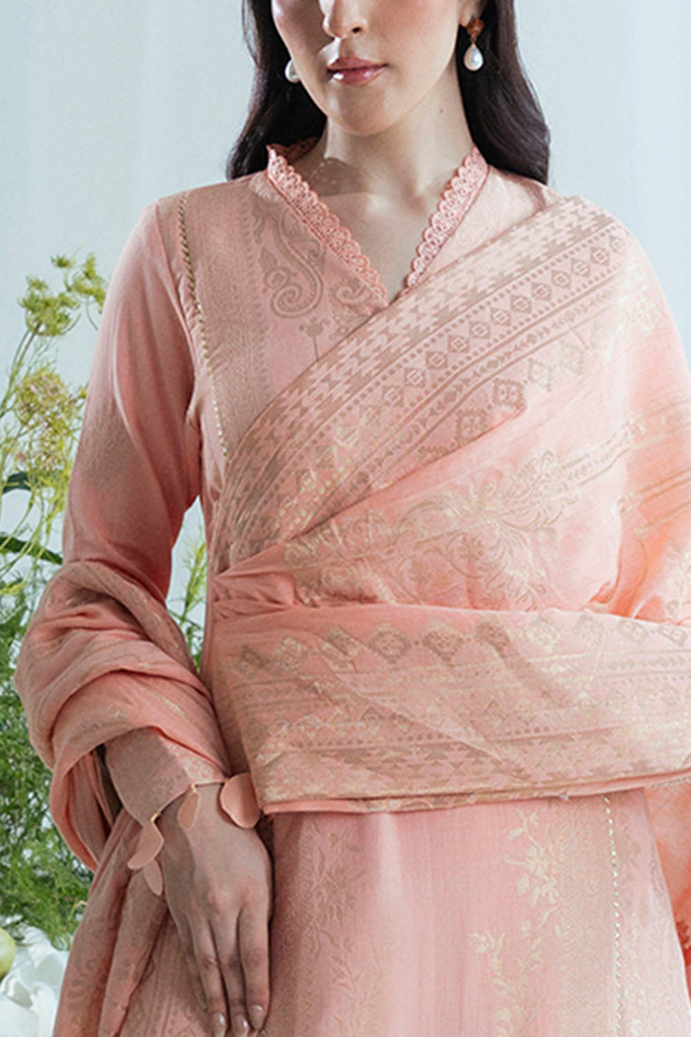 3 Piece Jacquard Suit With Dupatta