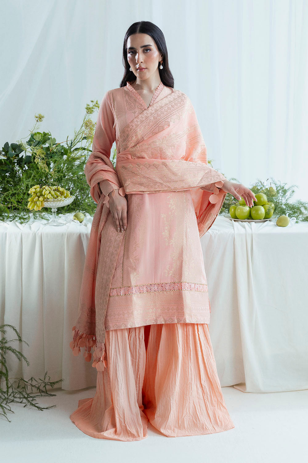 3 Piece Jacquard Suit With Dupatta
