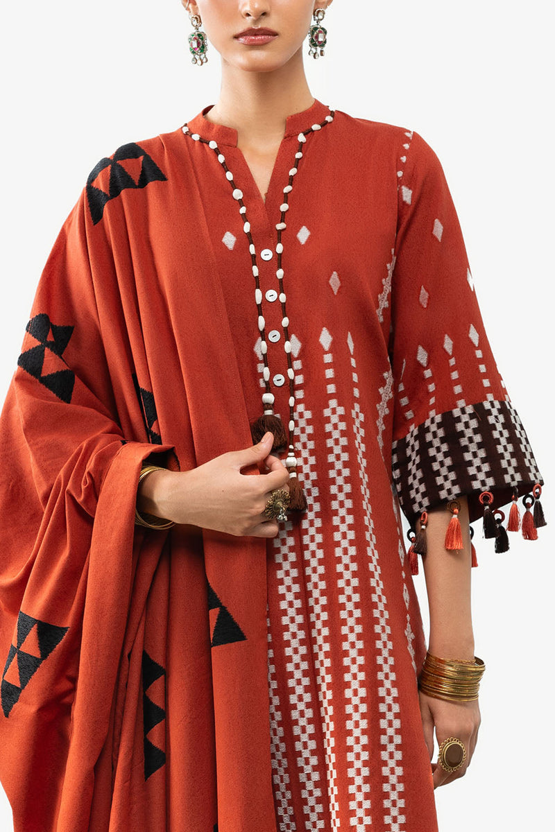 3 Piece Jacquard Suit With Dupatta