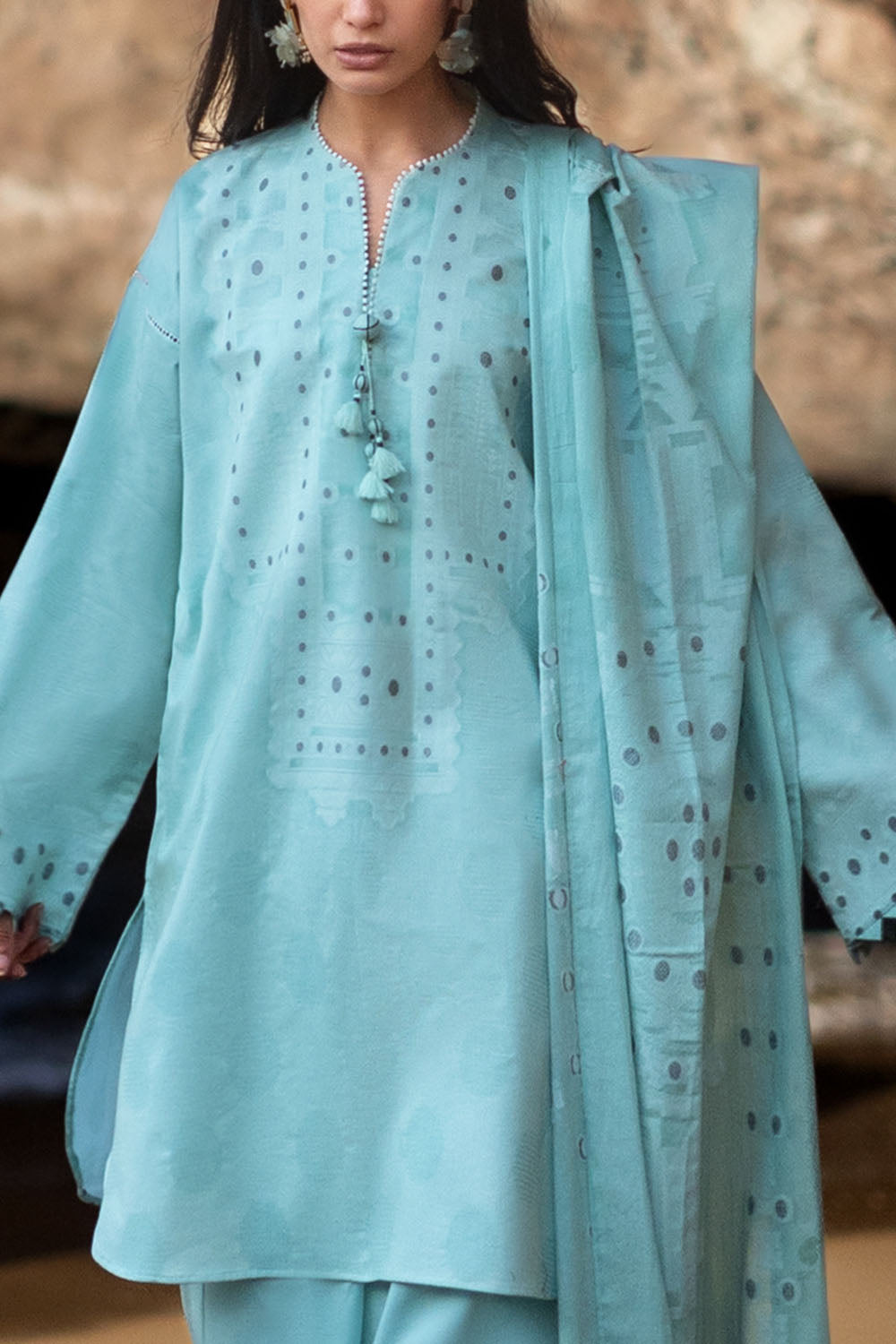 3 Piece Jacquard Suit With Jacquard Dupatta