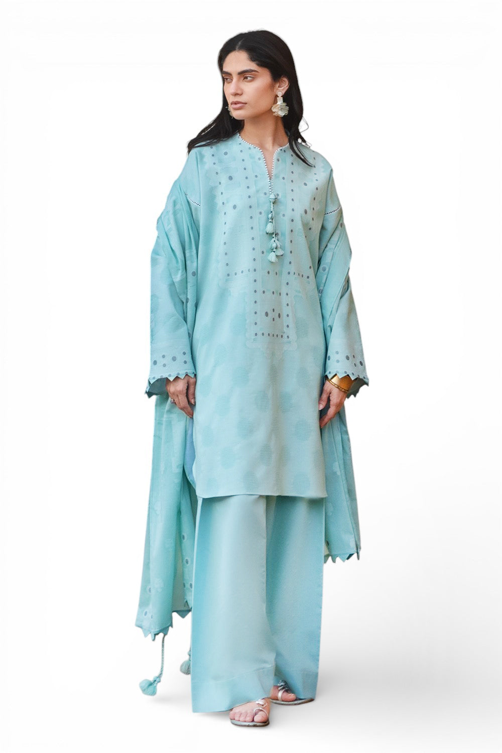 3 Piece Jacquard Suit With Jacquard Dupatta