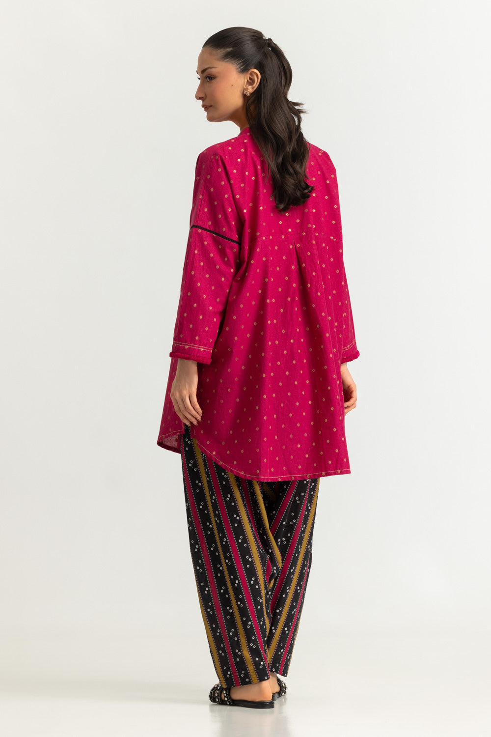 Jacquard Embellished Shirt And Printed Trouser