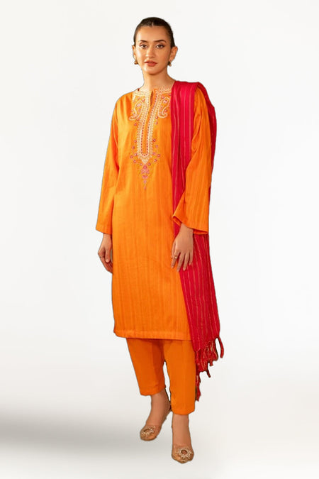 Jacquard Embroidered Shirt And Jacquard Dupatta