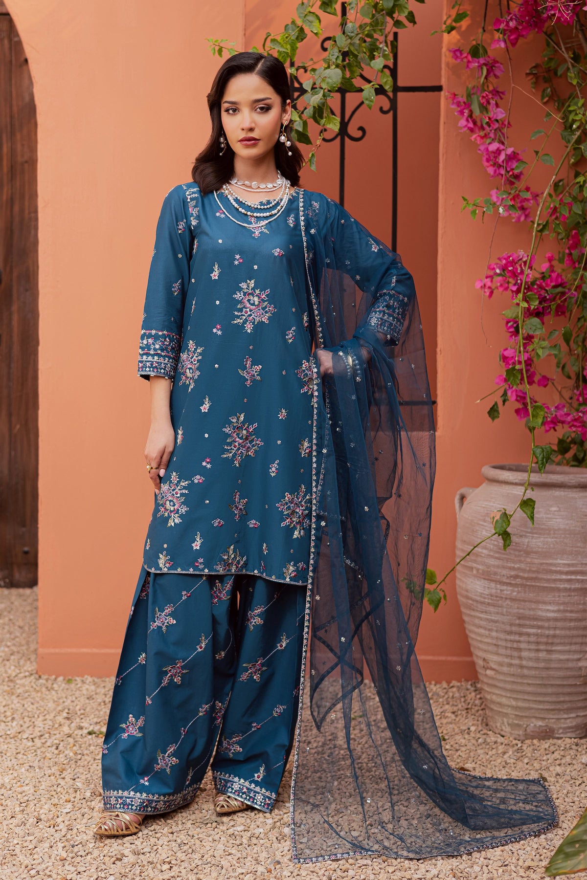 Jheel 3Pc - Festive Embroidered Lawn