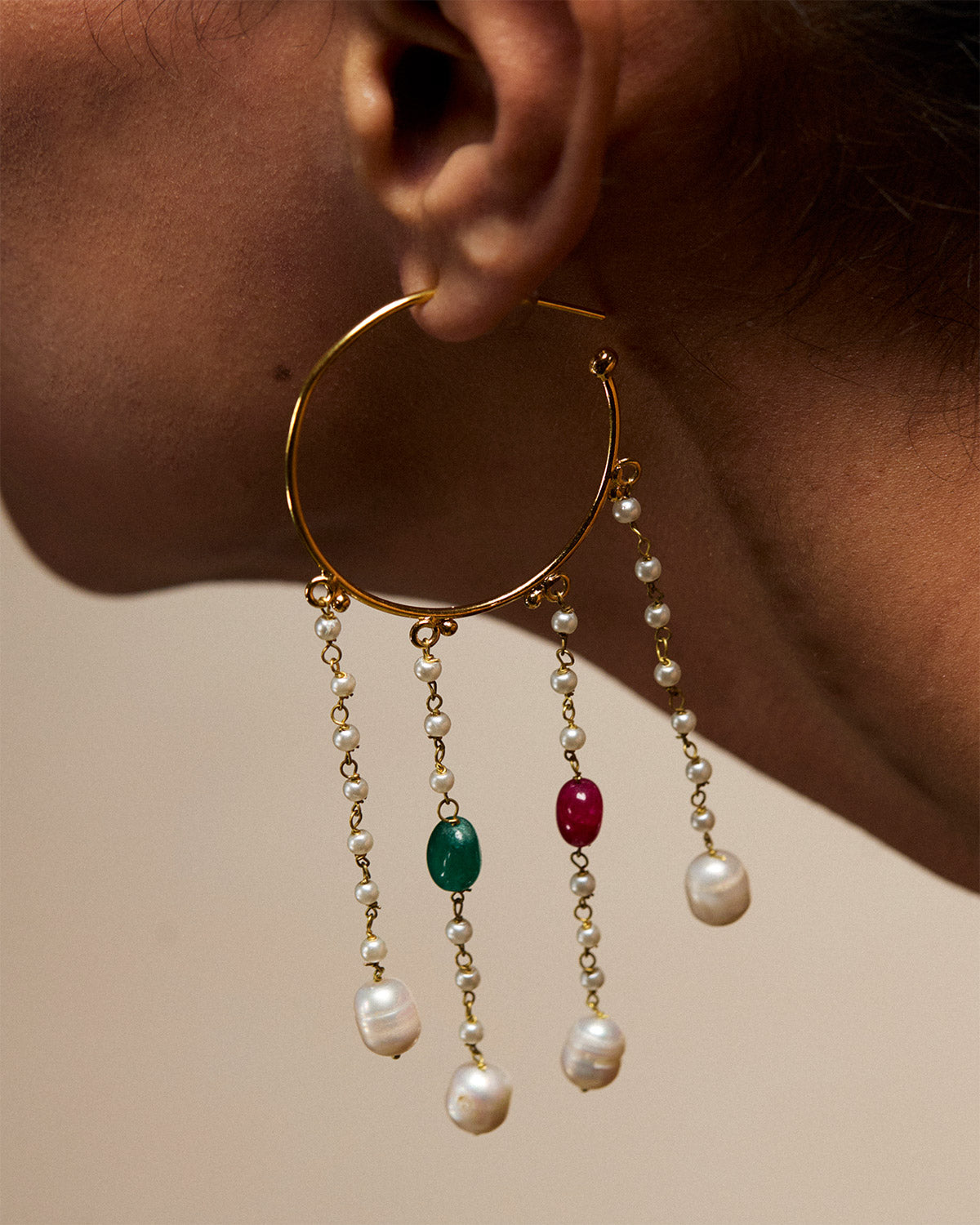 Gold Fringe Hoop Earrings