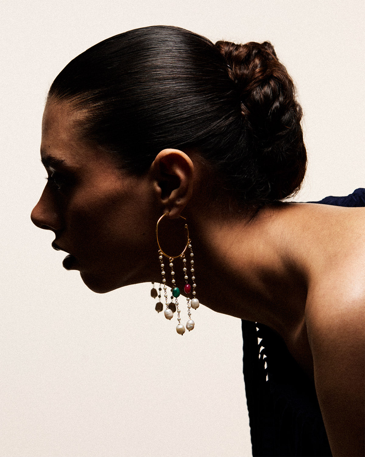 Gold Fringe Hoop Earrings