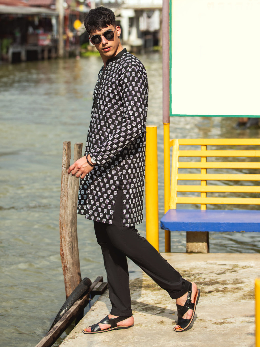 Black Cotton Kurta - AL-K-1133A
