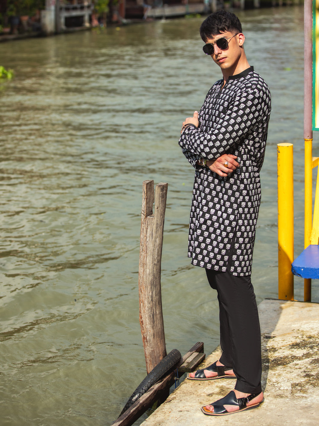 Black Cotton Kurta - AL-K-1133A
