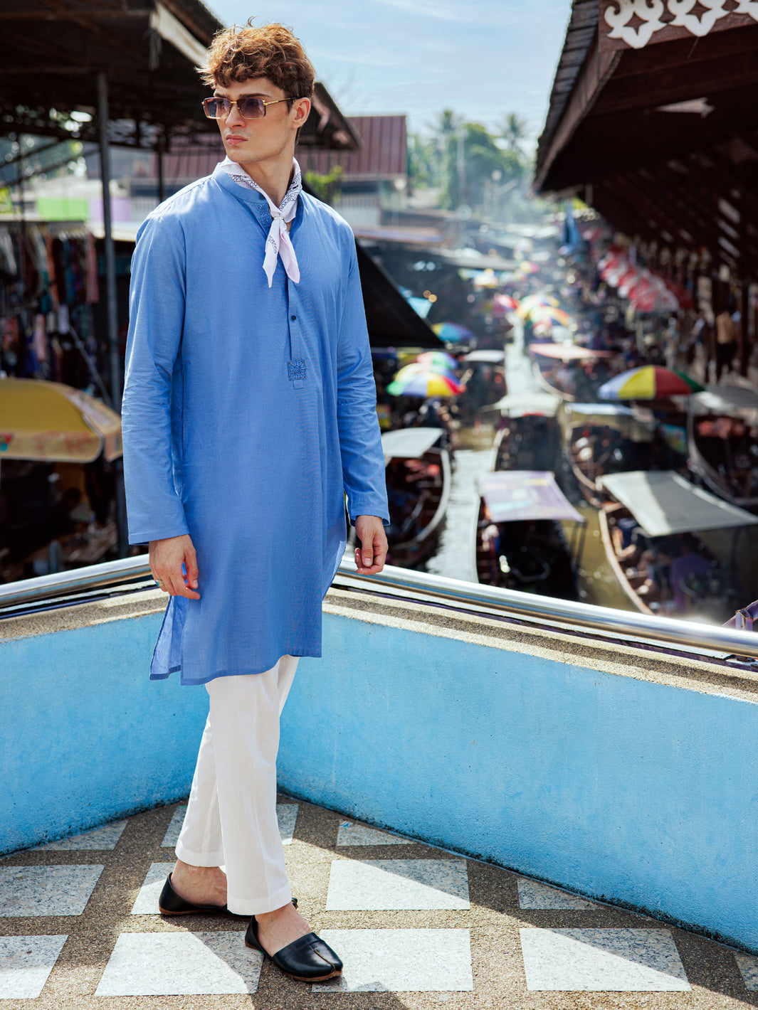 Blue Cotton Kurta - AL-K-1139B