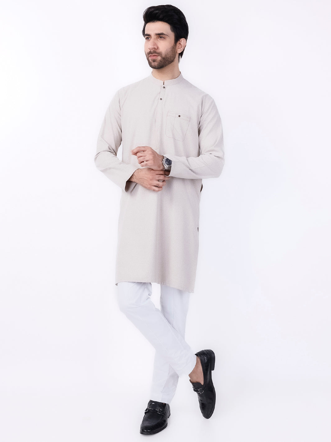Sand Brown Blended Kurta - AL-K-1152