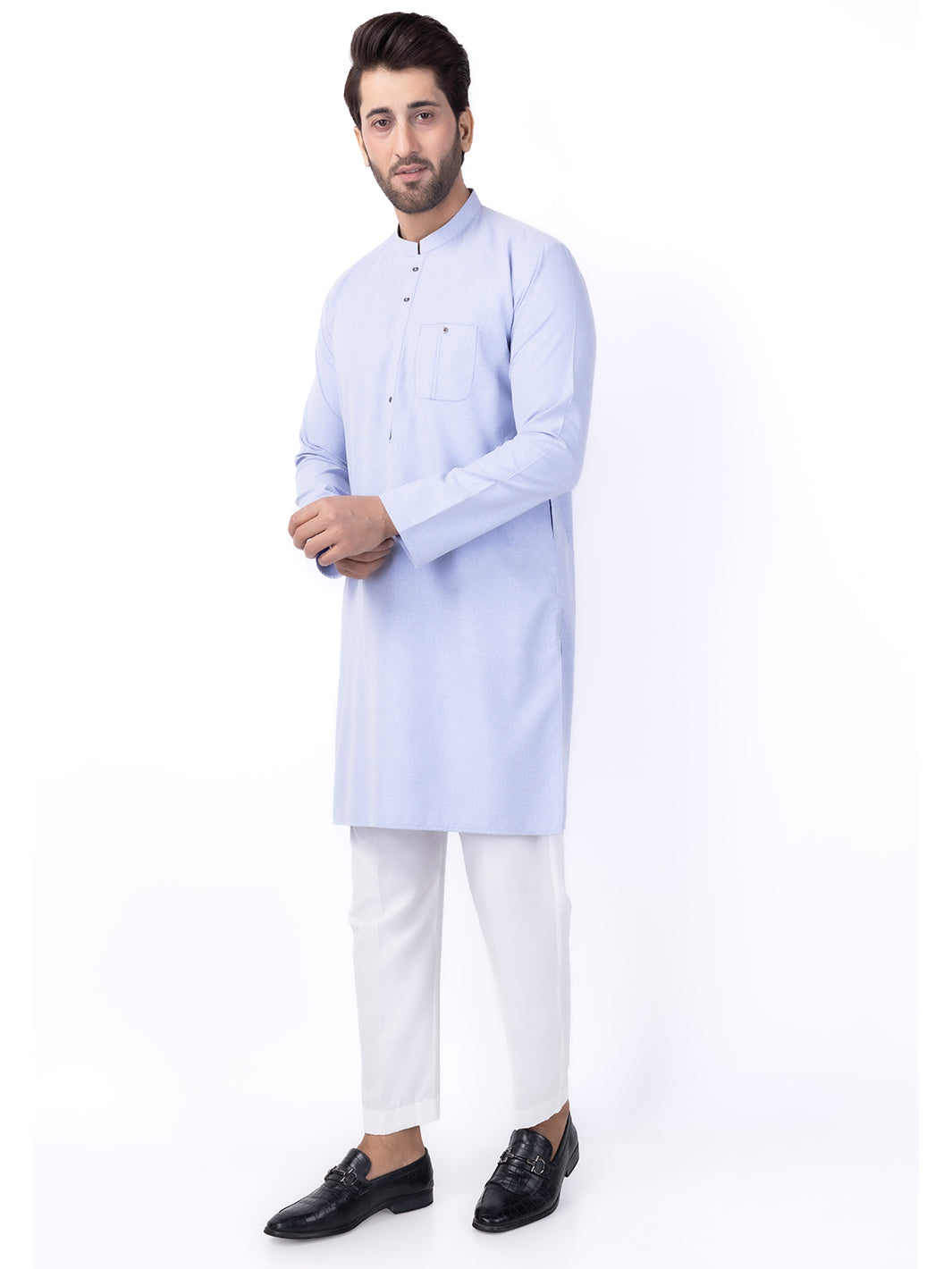Light Blue Blended Kurta - AL-K-1153