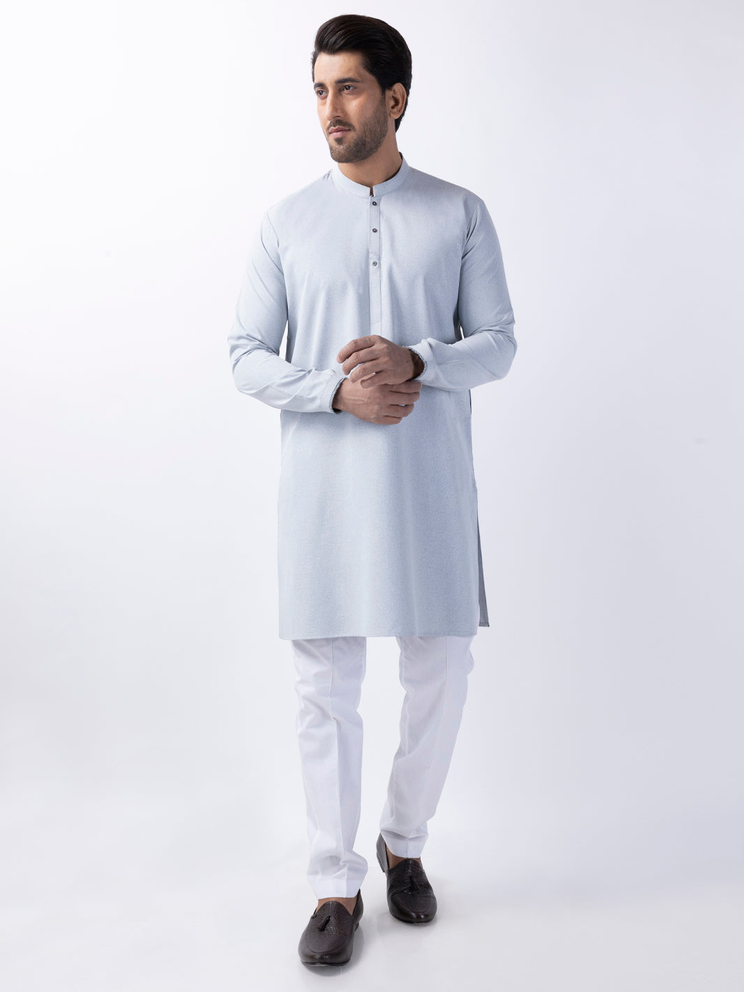 Light Blue Blended Kurta - AL-K-1156