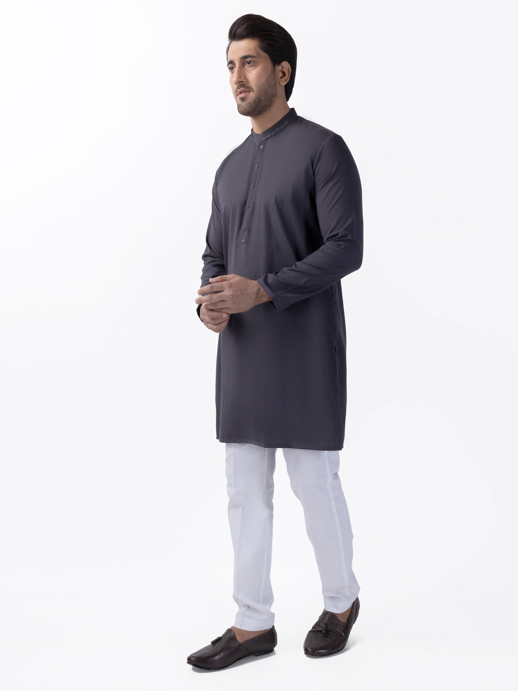 Grey Blended Kurta - AL-K-1164