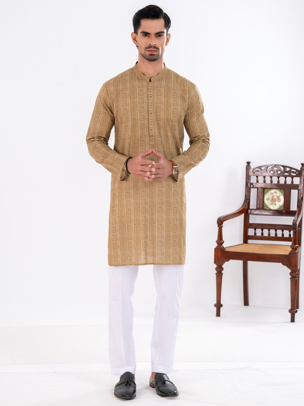 Light Green Cotton Kurta - AL-K-1189