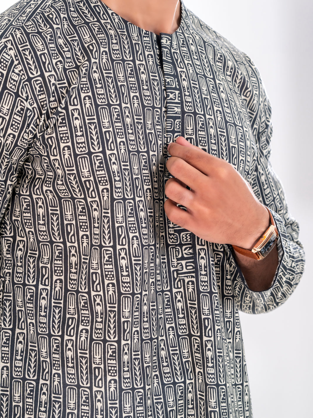 Black Cotton Kurta - AL-K-1193