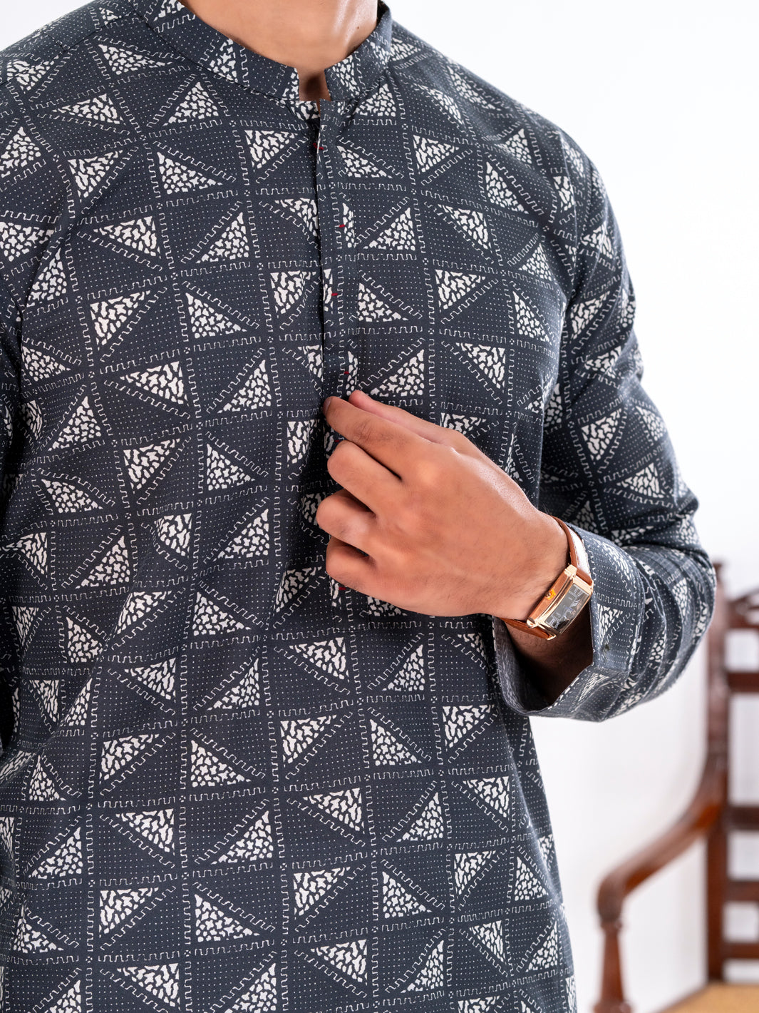 Black Cotton Kurta - AL-K-1195