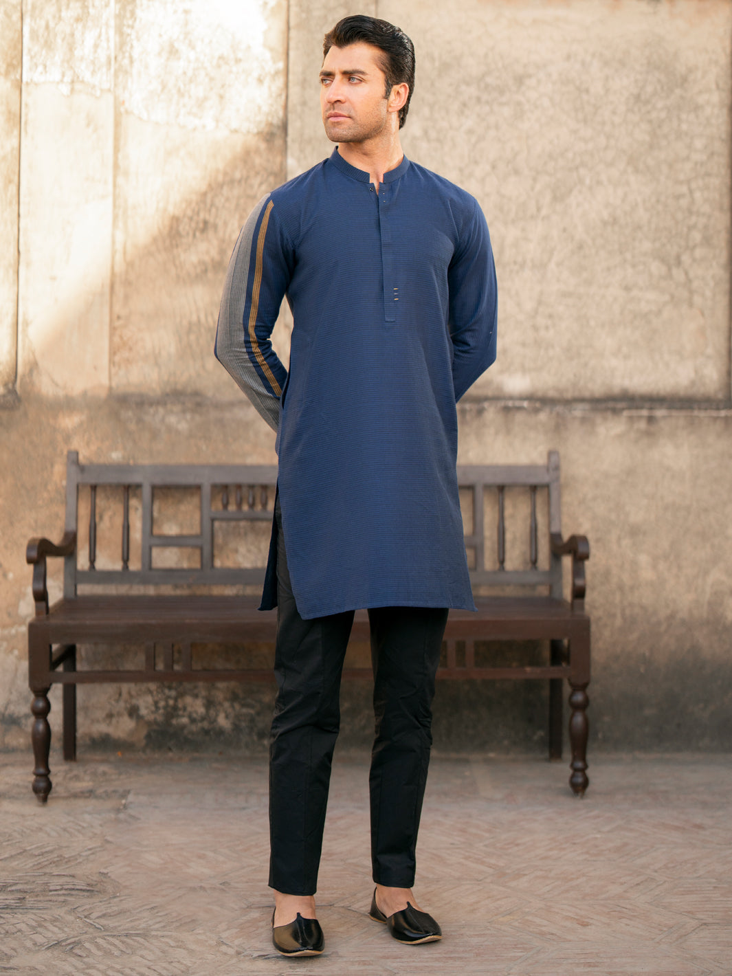 Blue Cotton Kurta - AL-K-1201