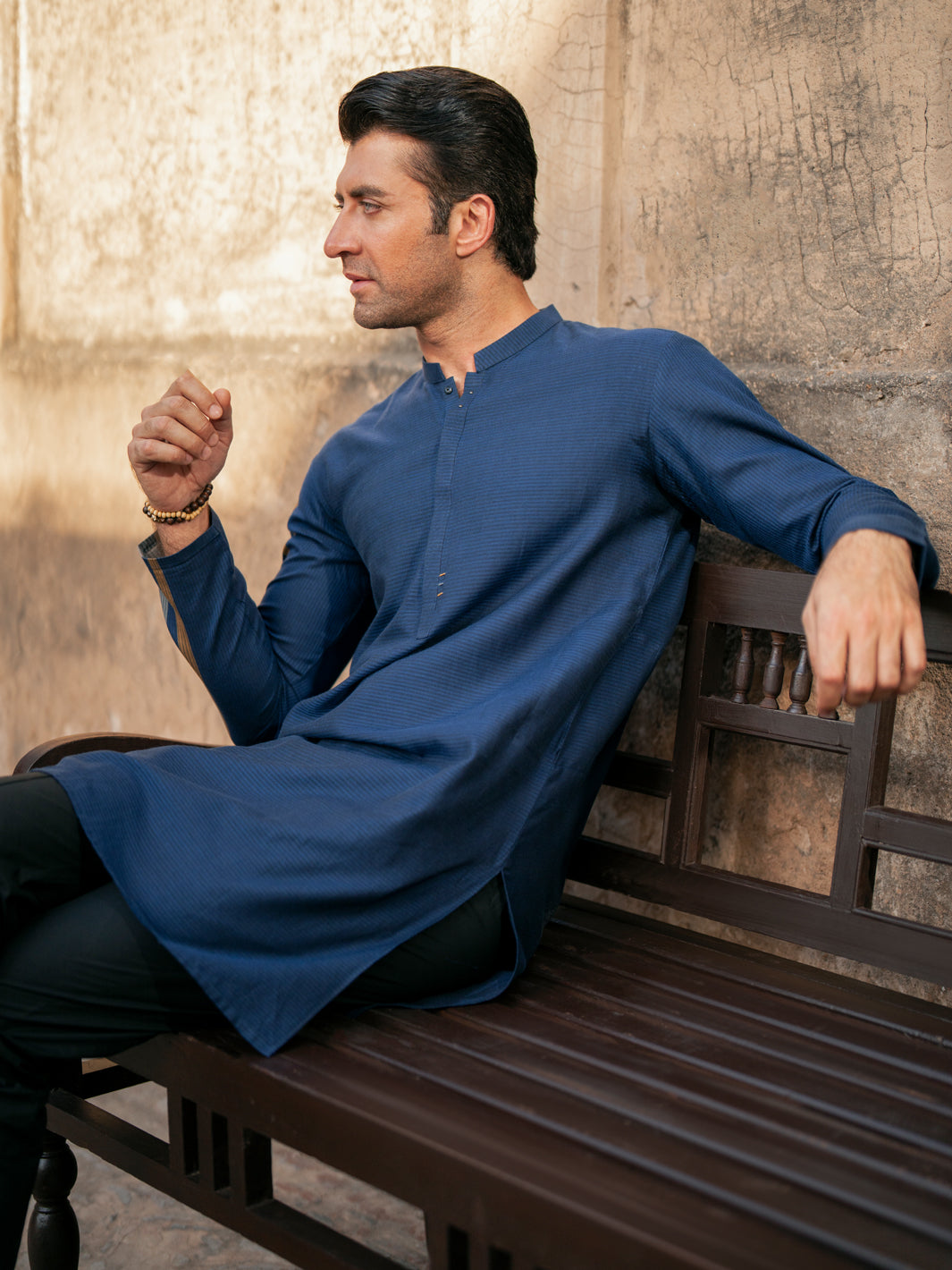 Blue Cotton Kurta - AL-K-1201