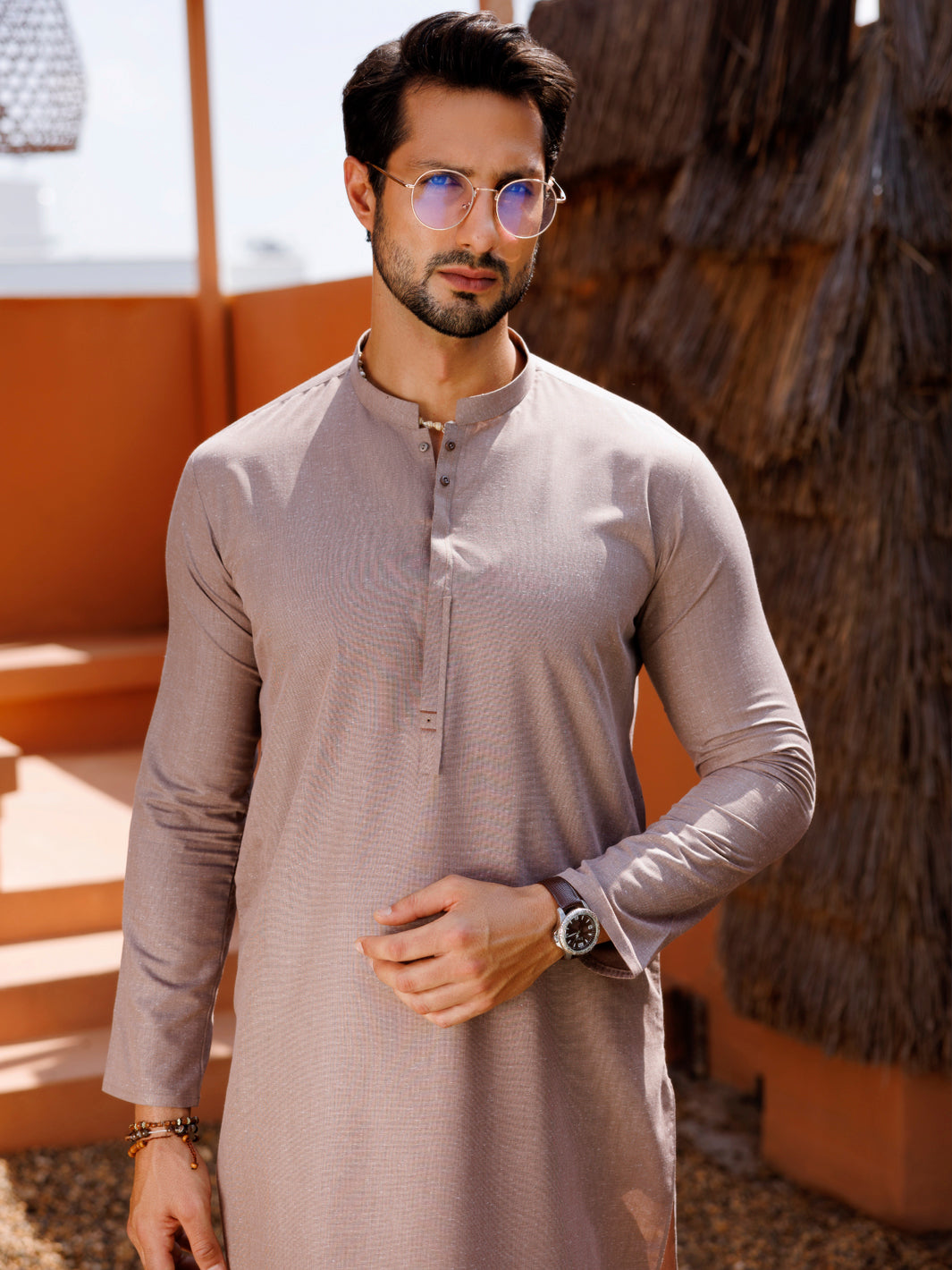 Brown Blended Kurta - AL-K-1239