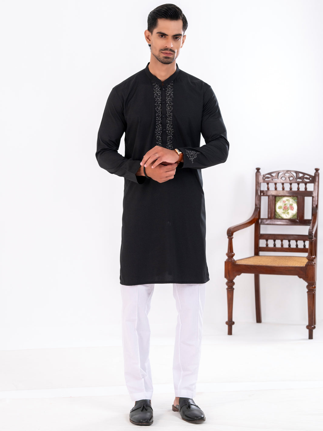 Black Blended Kurta - AL-K-1269