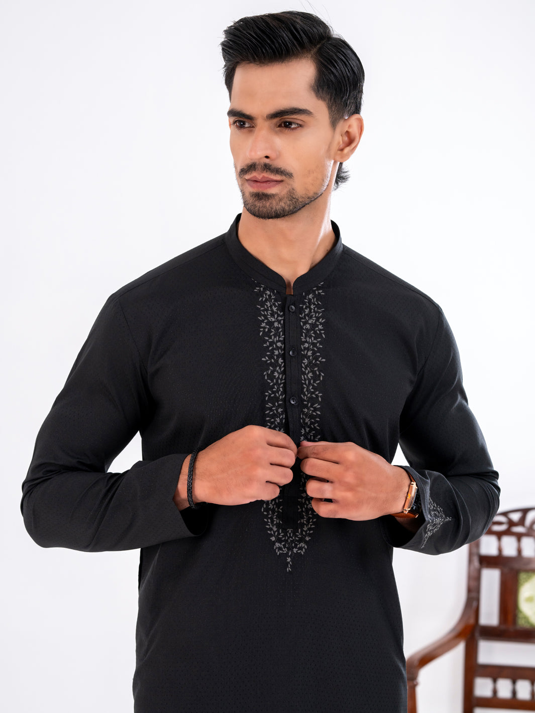Black Blended Kurta - AL-K-1269