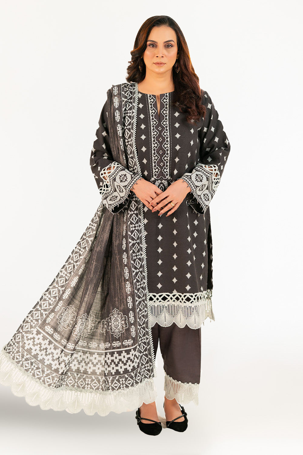 3 Piece Printed Khaddar Suit with Dupatta