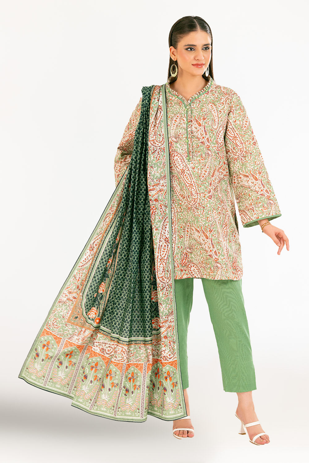 3 Piece Printed Khaddar Suit with Dupatta