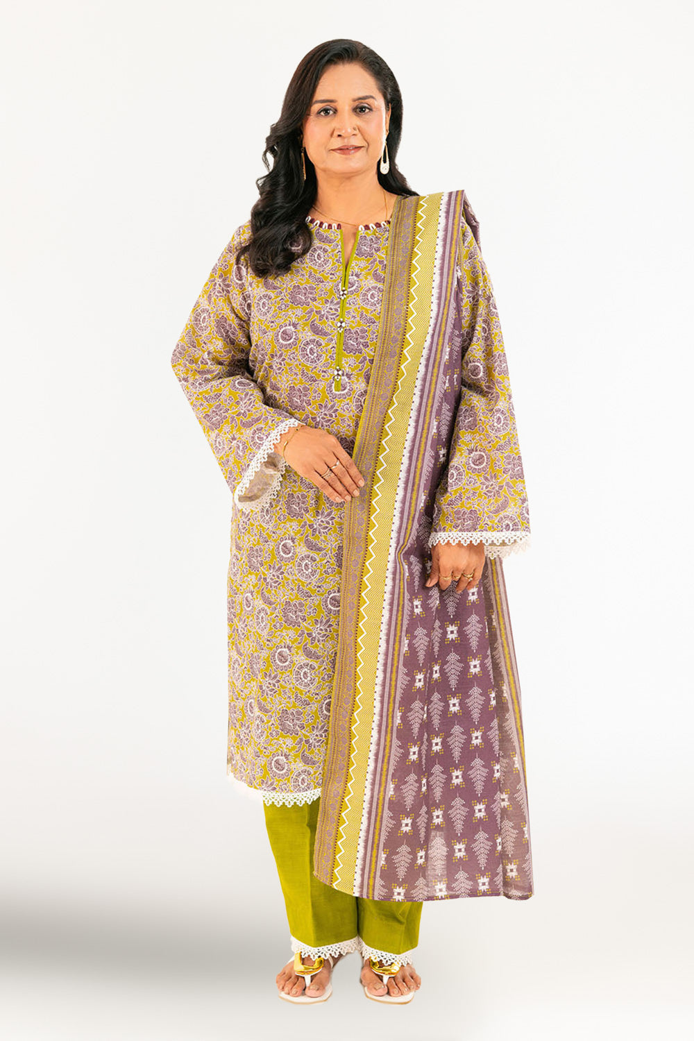 3 Piece Printed Khaddar Suit with Dupatta