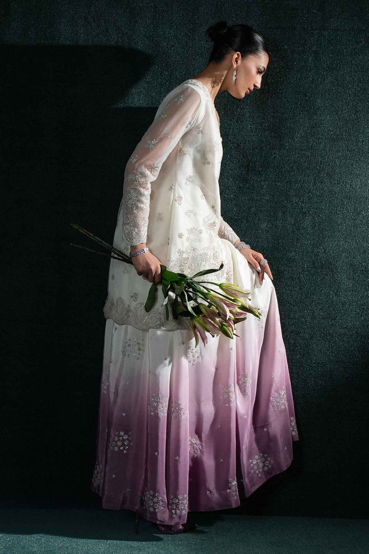 Ivory 3 Piece - Embroidered Suit - KBS26-61