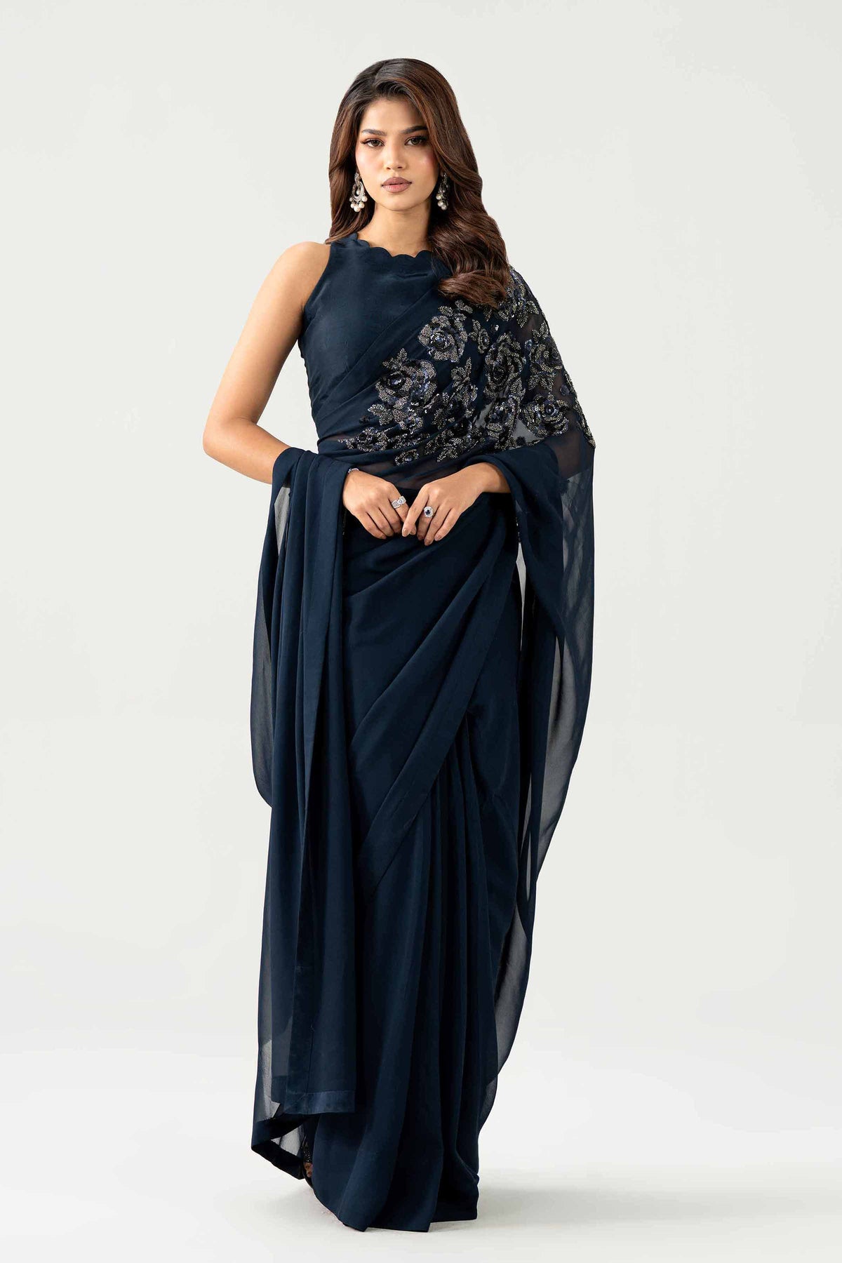 2 Piece - Embroidered Saree Set - KBS26-93