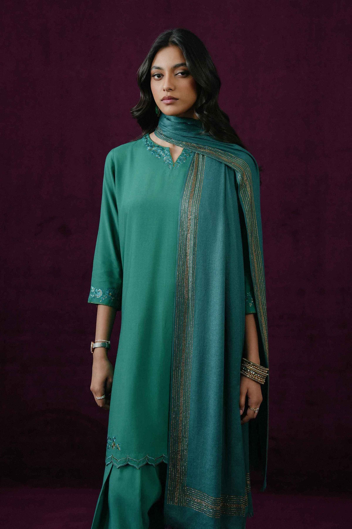 3 PIECE - EMBROIDERED SUIT - KBW25-68