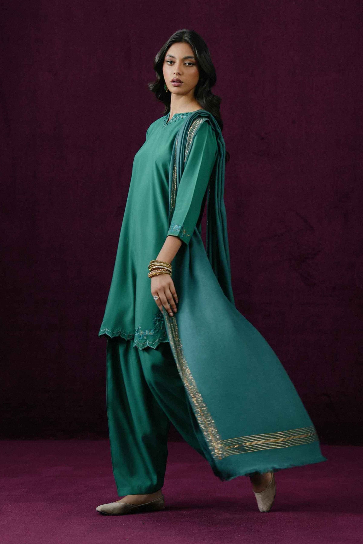3 PIECE - EMBROIDERED SUIT - KBW25-68
