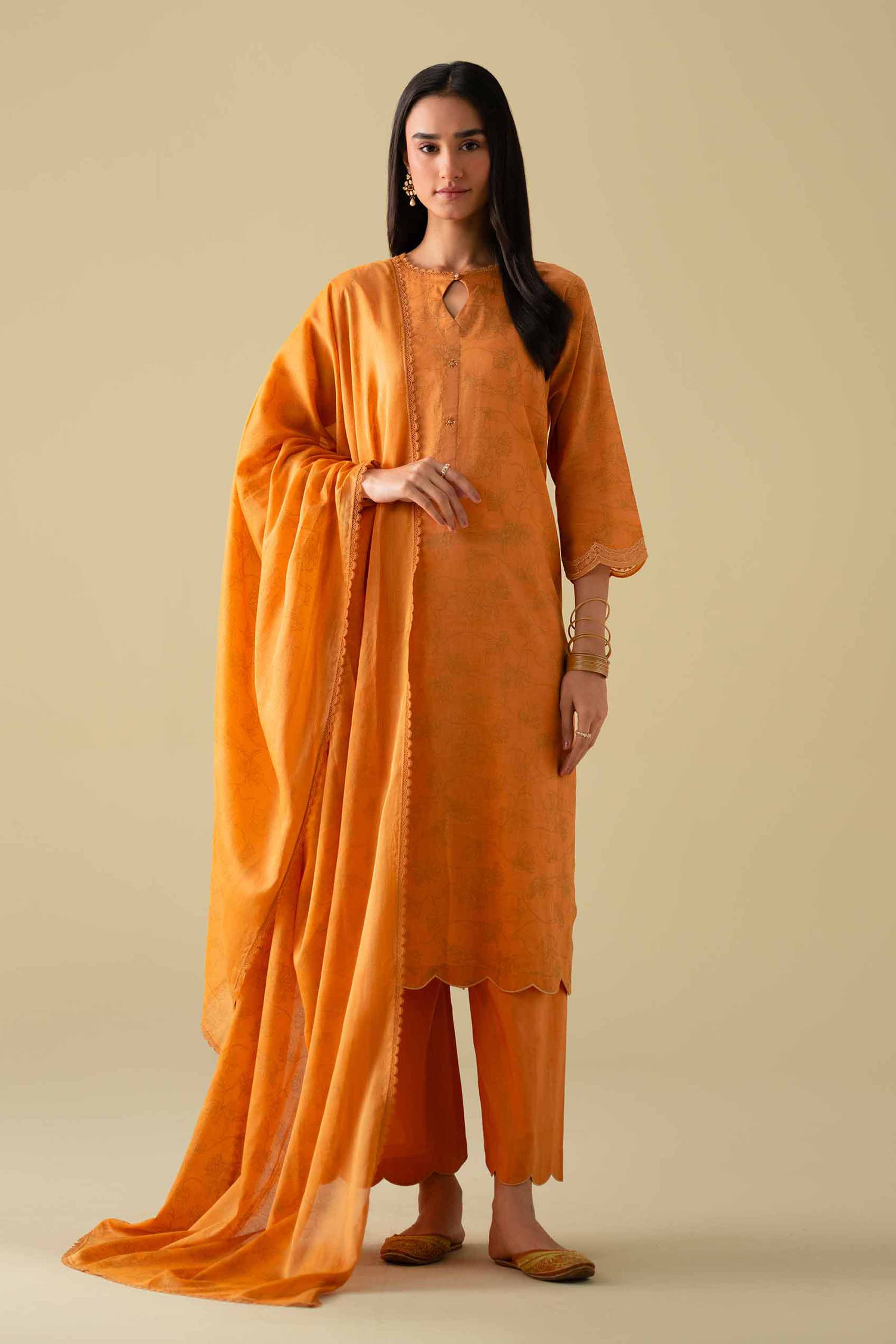 3 Piece - Printed Embroidered Suit - KFE26-115