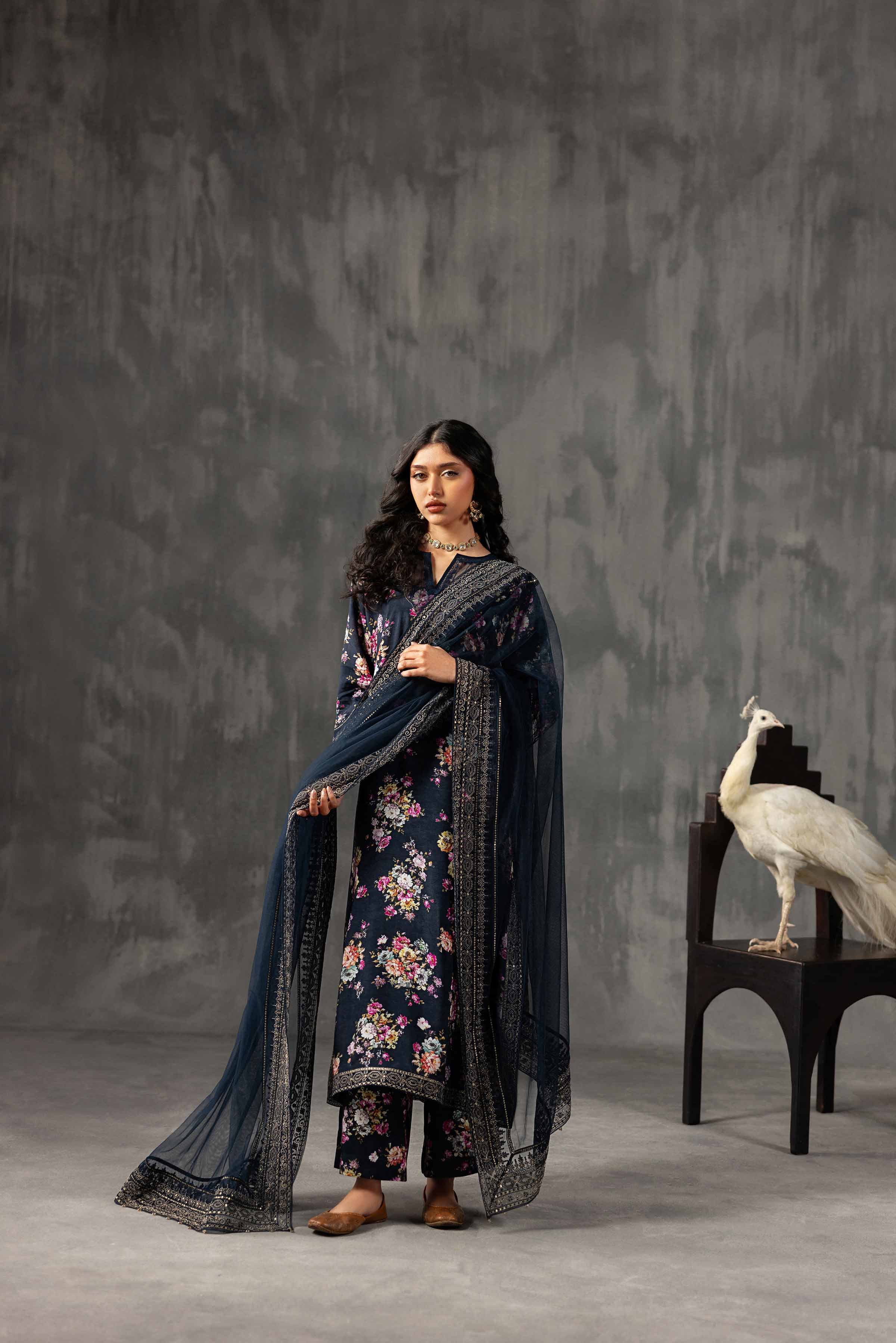 3 Piece - Printed Embroidered Suit - KFE26-118