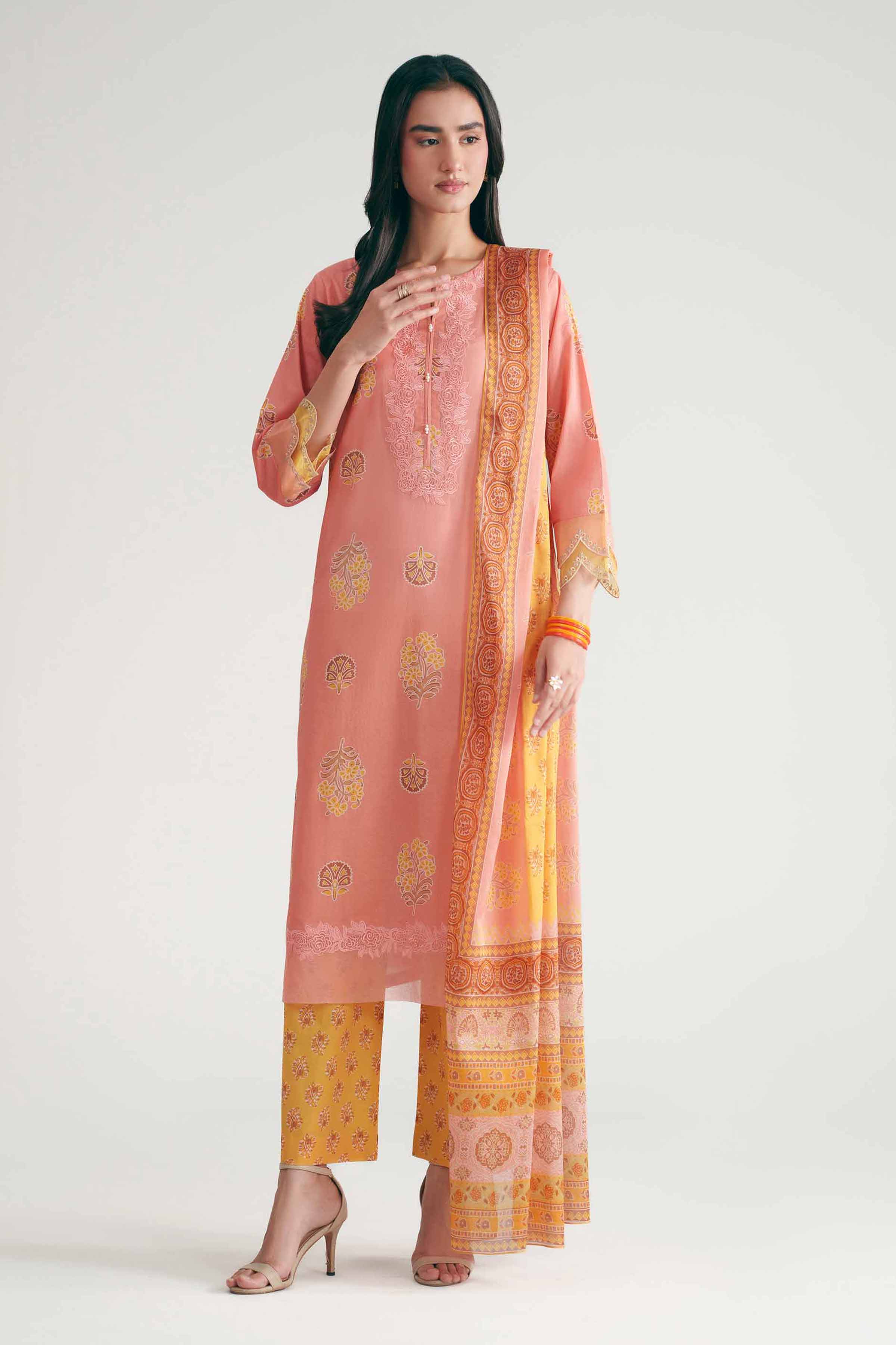 3 Piece - Printed Embroidered Suit - KFE26-178