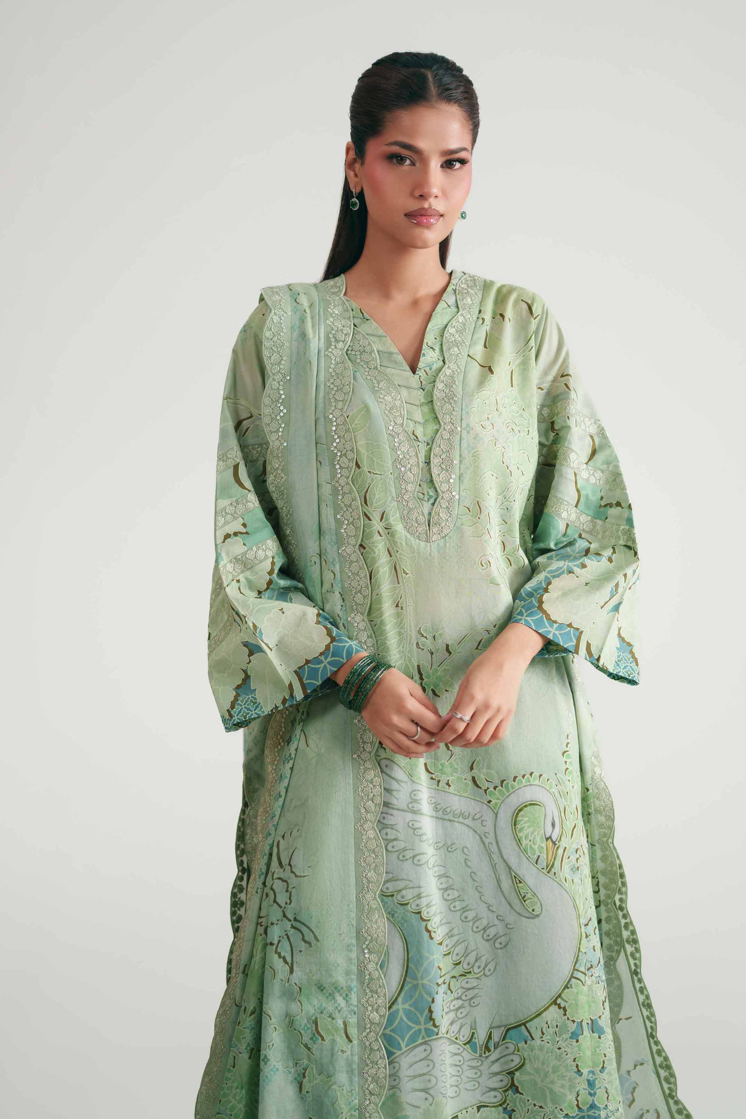 3 Piece - Printed Embroidered Suit - KFE26-179