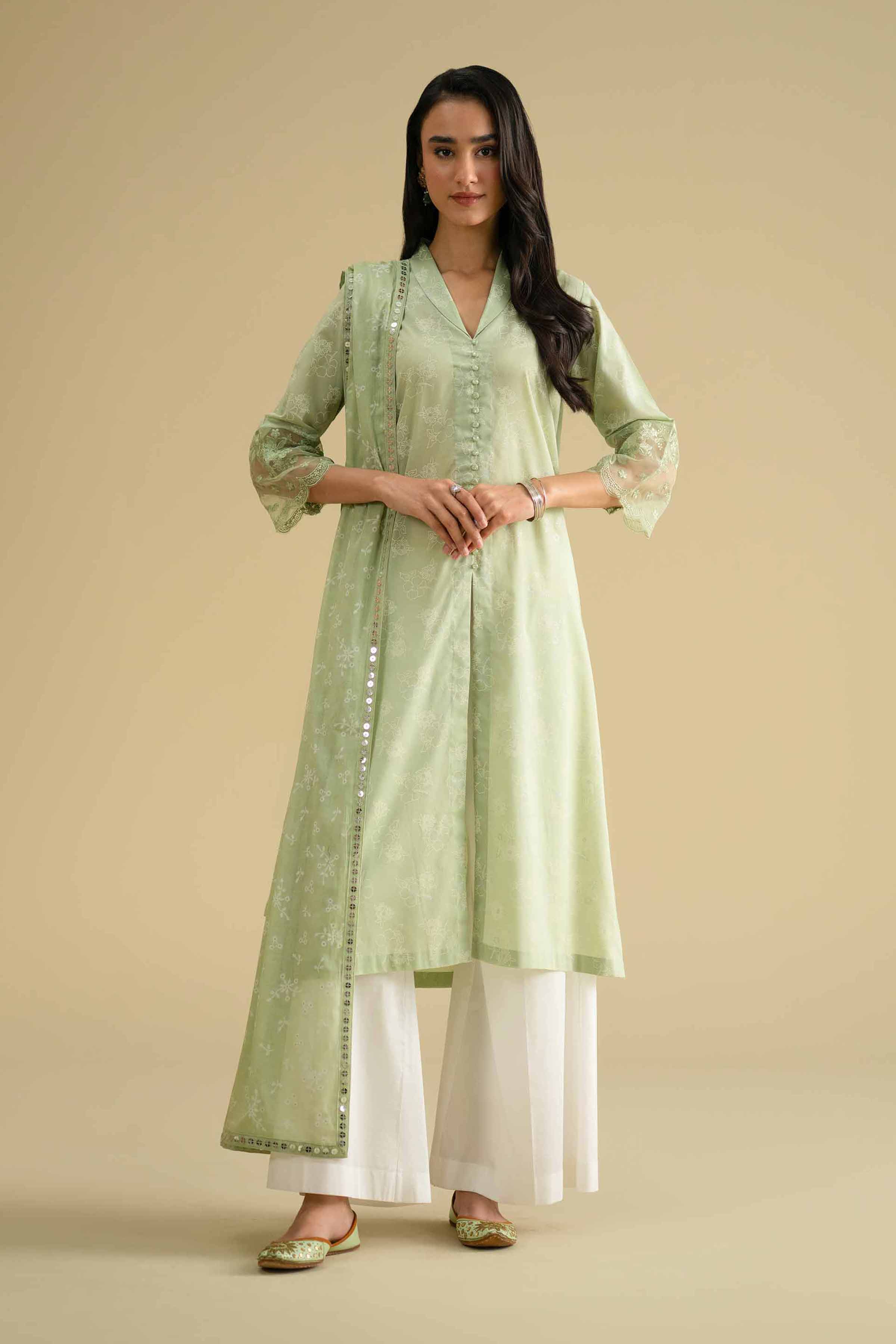 2 Piece - Printed Embroidered Suit - KFE26-31