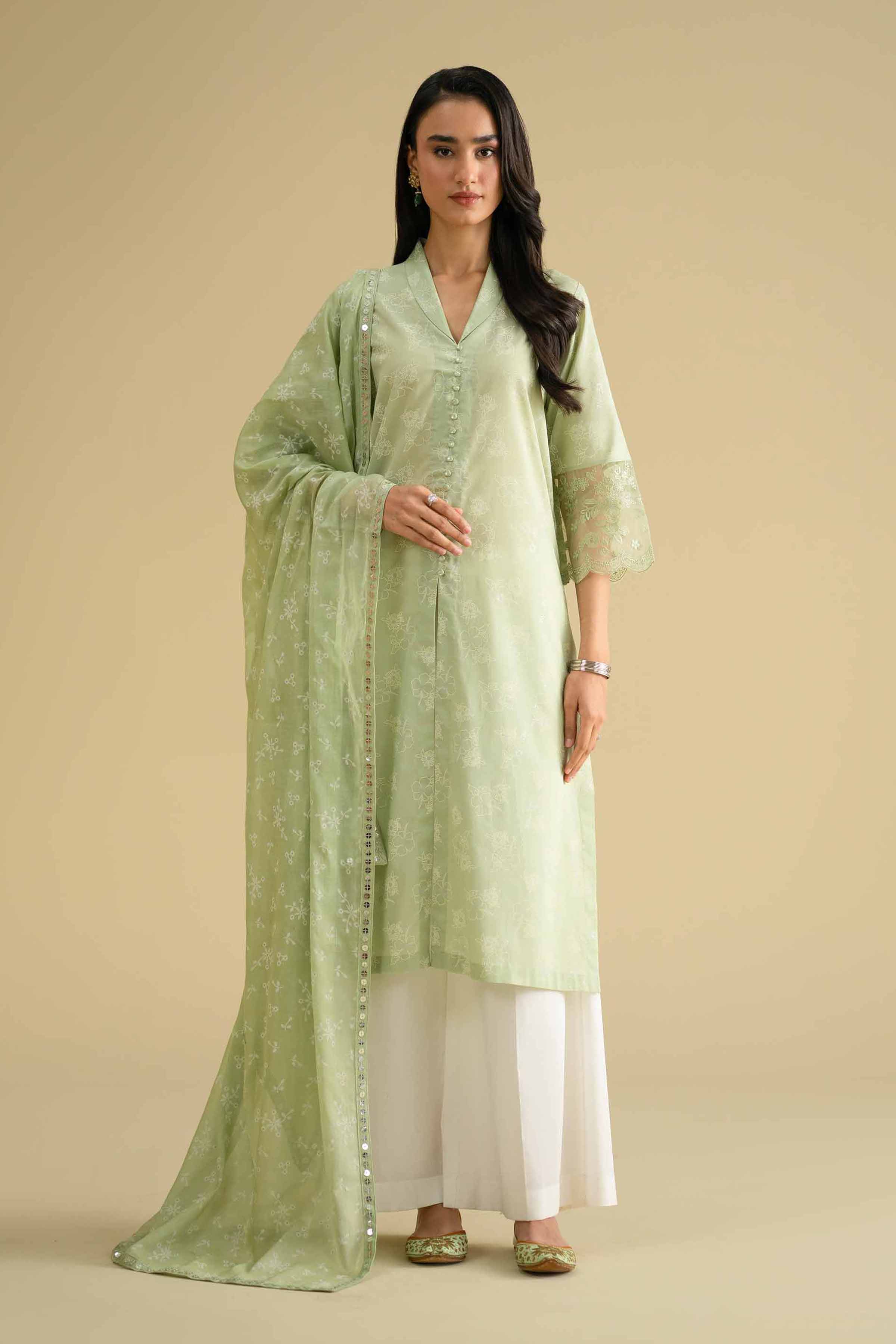 2 Piece - Printed Embroidered Suit - KFE26-31