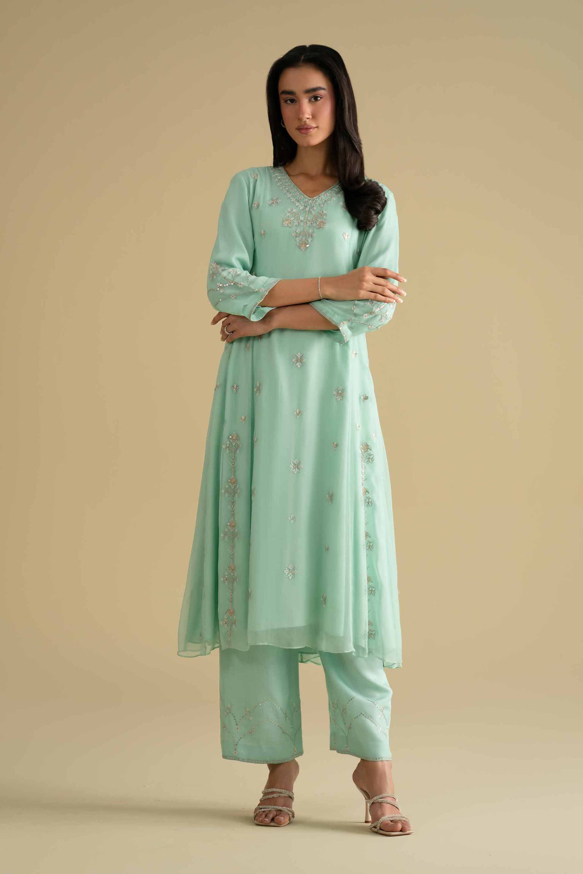 2 Piece - Embroidered Suit - KFE26-61