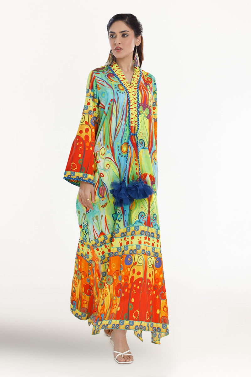 1 Piece Unstitched Cotton Silk Kaftan